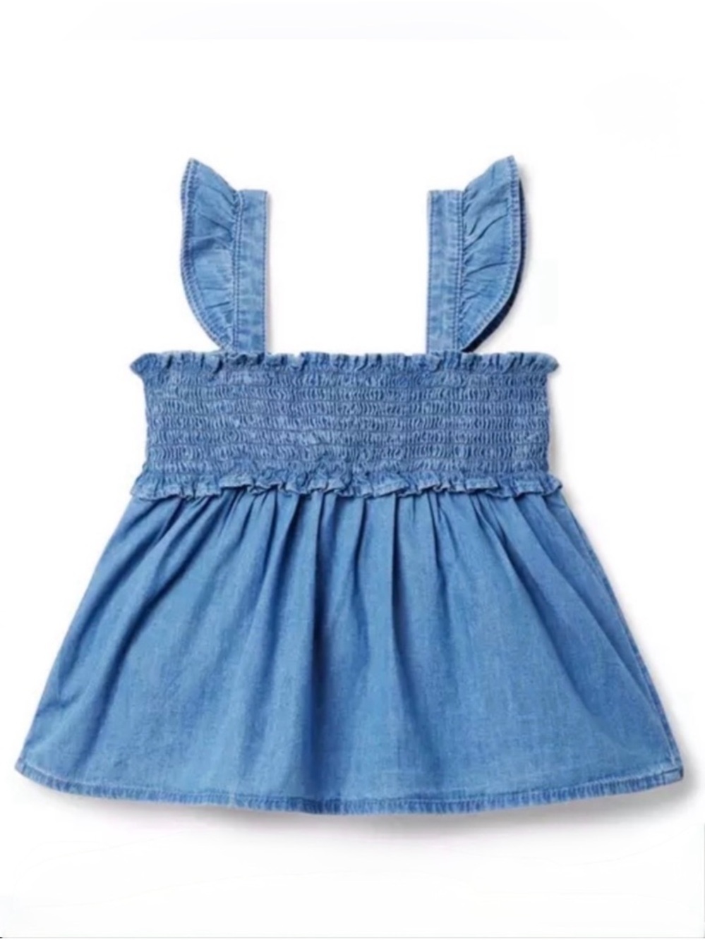 NWOT Janie and Jack Ruffle Smocked Camisole Top in Denim Blue Size: 3T|Vacation